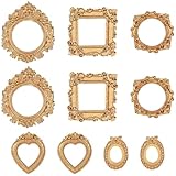 Rusokufo 10 Piezas Mini Marco Dorado Vintage Pequeño Marco De Fotos De Resina Antiguo Cuadro Pequeño para Manualidades Mostrar Fotografías Decoración De Pared Teléfono