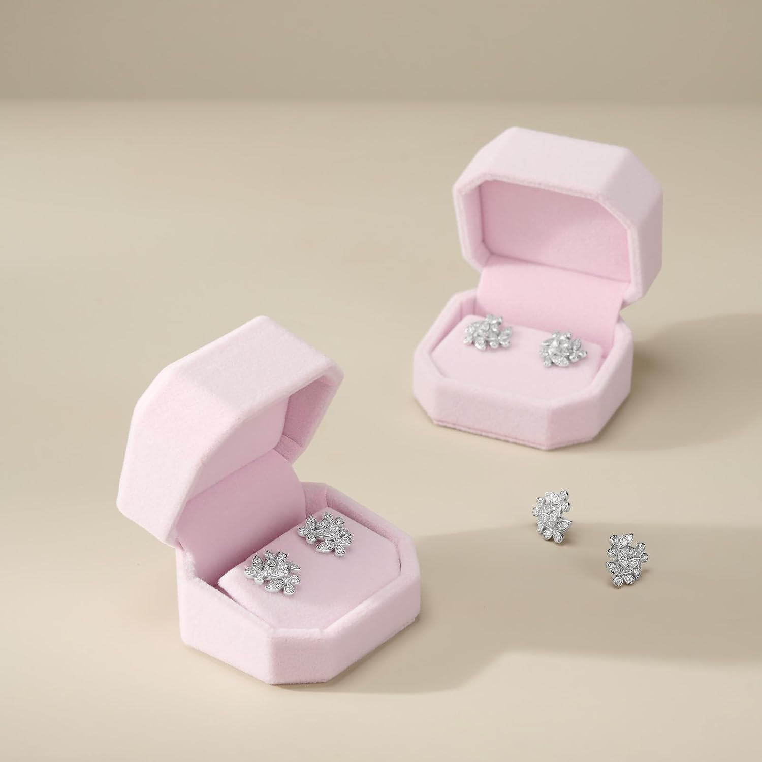 Oirlv Octagonal Earrings Box Velvet Pink image 2