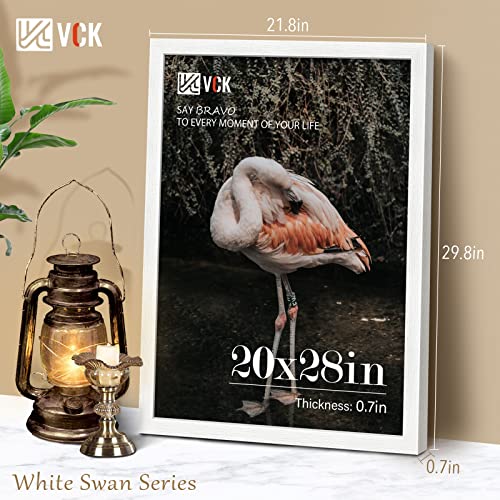 Image of VCK 20x28 Poster Frame Solid Wood White 3 Pack Picture Frames 20 x 28 Inches with Wall Mounting Hanging