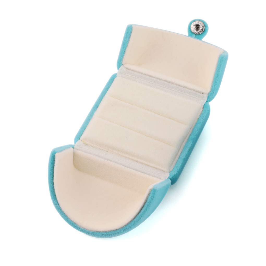 Rolin RolyRolin Roly Ring Box Double Slots Velvet Gift Box Flocked Jewelry Boxes Soft Ring Box for Weddings Engagement Birthday and Anniversary Blue, no