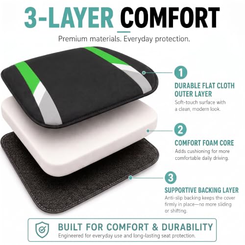 Image of FH Group FB033GREEN102 Bucket Seat Cover (Modernistic Airbag Compatible (Set of 2) Green)