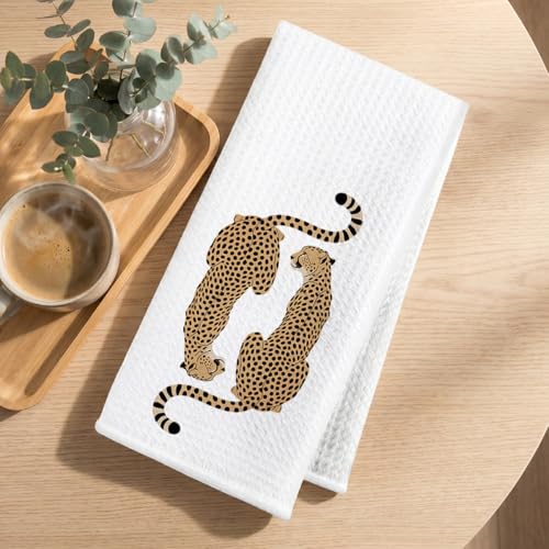 Image of Hanamiya Na 2 Pcs Trendy Cheetah Leopard Print Kitchen Towels 14x24 Inch, Cheetah Print Gifts for Women Dish Tea Towels, Leopard Decor Hand Towels for Home Kitchen Bathroom