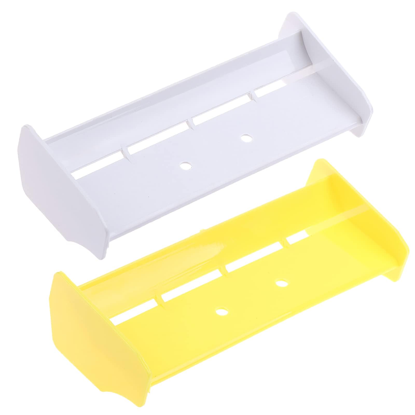 KINGCOO 2Pack 1:10 Scale RC Plastic Rear Spoiler Tail Wing for 1/10 Scale RC Racing Car Off-Road Buggy Short-Course Truck Accessories Spare Parts (White Yellow)