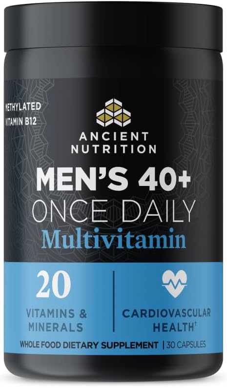 Ancient Nutrition Multivitamin for Men, Multi Men's 40+ Once Daily Vitamin Supplement, Magnesium, Vitamin A, Methylated B and K2, Supports Immune System , 30 Ct