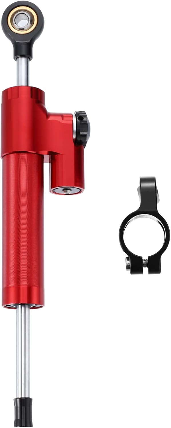 Motoforti Universal Motorcycle Steering Damper Red Adjustable Linear Stabilizer for Scooters Steetbike