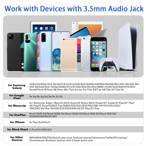 Wired Over Ear Earbuds with Microphone Ear Hook,3.5mm Sport Headphones 1.8M Long Wrap Around Ear Buds Wired for iPad iPod Cellphones 3.5mm Plug in Headsets for Samsung A15 A14 MP3 Switch Running,Black - Image 6