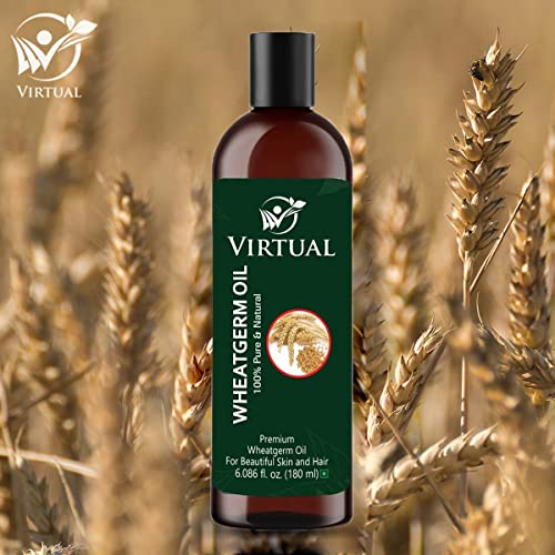 Image of VIRTUAL 100% Pure WheatGerm Oil For Hair, Skin Care, Cold Pressed Natural Oil (180ml)-Pack of 2