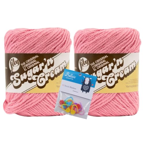 Image of Lily Sugar'n Cream Cotton Yarn Bundle with BC Markers (2, Rose Pink)