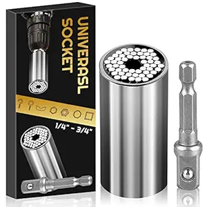 Universal Socket Grip Adapter, 1/4 to 3/4 IN Ratchet Wrench Power Drill Adapter & 105 Degree Right Angle Driver Extension Power Screwdriver Drill Tools Gifts for Men Husband Dad Father DIY Handyman - ?
