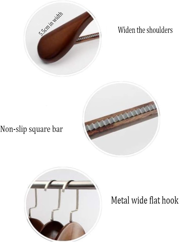 - Wide Shoulder Wooden Hanger with Non-Slip Pants Smooth Surface Solid Wood Suit Hanger Metal Hook for Clothes Jackets Heavy Clothes (Pack of 4) (Color : Beige) (Brown)