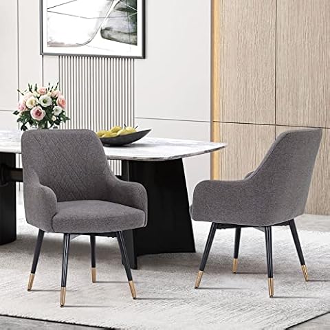Yongchuang Swivel Upholstered Dining Chairs with Arms Set of 2 Modern Accent Chairs for Kitchen Dining Room Living Room Side Chairs Armchair Gray Cover