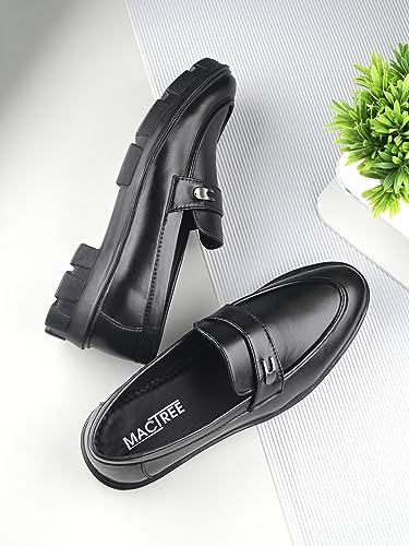 Image of MACTREE Men's Polyurethane (PU) Chunky Sole High Heel Loafers