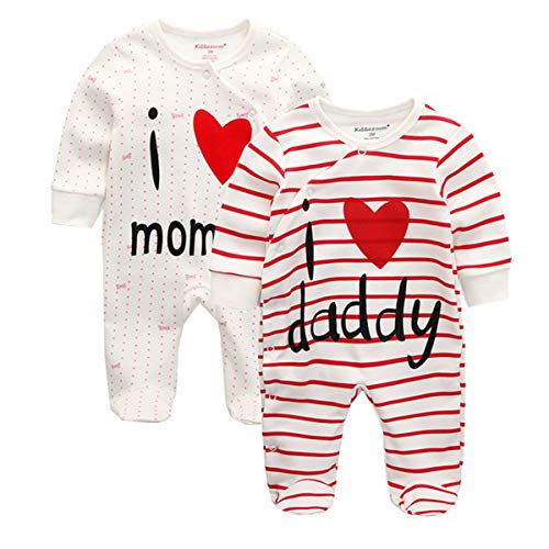 Image of Kiddiezoom Unisex-Baby Newborn I Love Mummy I Love Daddy Bodysuit 2 Pack