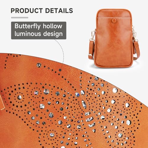 Image of KITEVIUN Small Crossbody Bags for Women, Lightweight Mini Cute Cell Phone Purse for Women with Tassel Shining Butterfly
