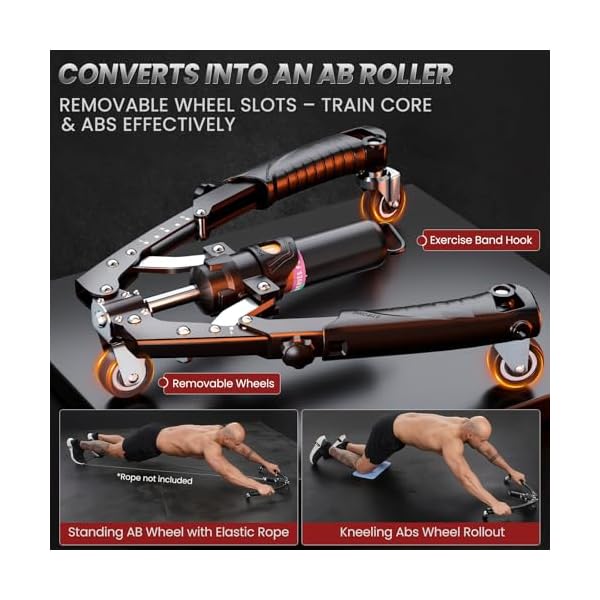 Twister Arm Trainer, 3 in 1 Hydraulic Power Chest Workout Equipment with Ab Roller Wheels and Hooks, Adjustable 22-440lbs Arm Trainer for Men Women, Home Gym Equipment for Full Body Strength Training - Image 4