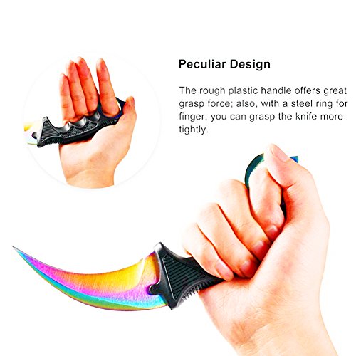 Wetop Karambit Knife, Tactical Combat Karambit Neck Knife, Cs-Go Stainless Steel Tactical Knife With Sheath And Cord, Nice Knife For Outdoor Survival, Camping (Rainbow) #TOP3