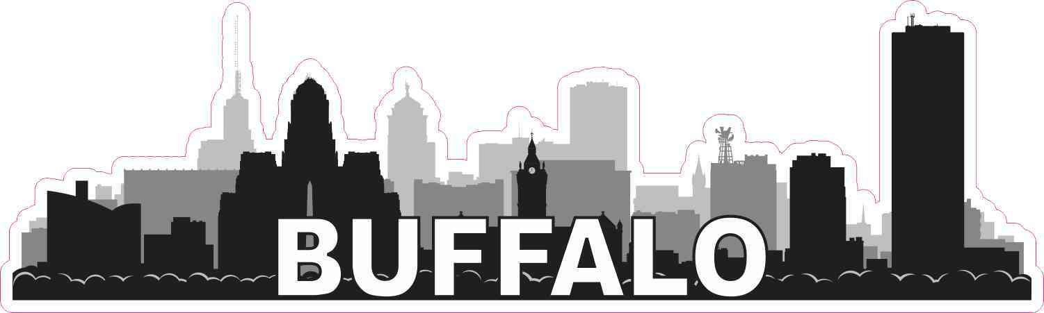 StickerTalk Buffalo Skyline Vinyl Sticker, 10 inches by 3 inches