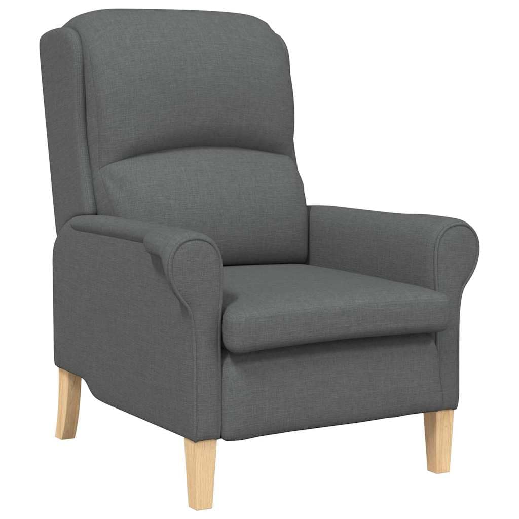 Poltrona Moderna Grigio Scuro in Tessuto con Telaio in Legno