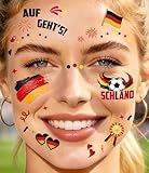 Deutschland Fußball Tattoo, Deutschland Fanartikel, mit Elementen wie Nationalflagge, Pokal und Fussball, Fußball wm 2026 Fanartikel, Für Spiele & Party