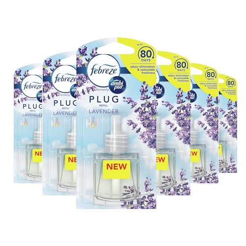 Febreze Ambi Pur Air Freshener Plug-In Diffuser Refill - Odour Eliminator - Lavender - 120 ml (20ml x 6)