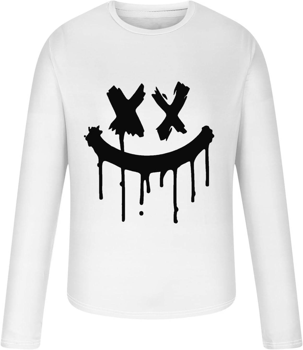 Mens Tops Skeleton Print Loose Fit Long Blouses for Mens Boat Neck Halloween Funny Fall Summer Shirts 2026