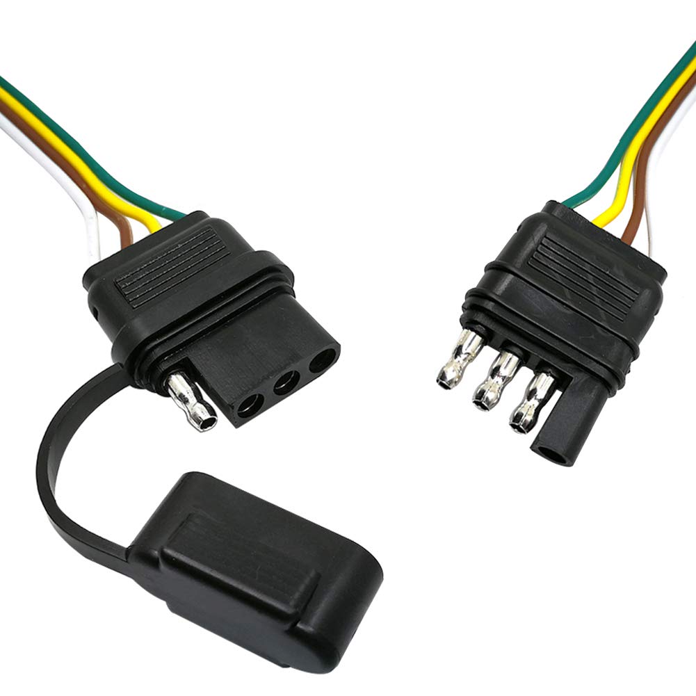 CARROFIX Rallonge Connecteur Plat 4 Broches Pour Remorque - Câble Gaine PVC 81cm - Câblage Feux Arrière