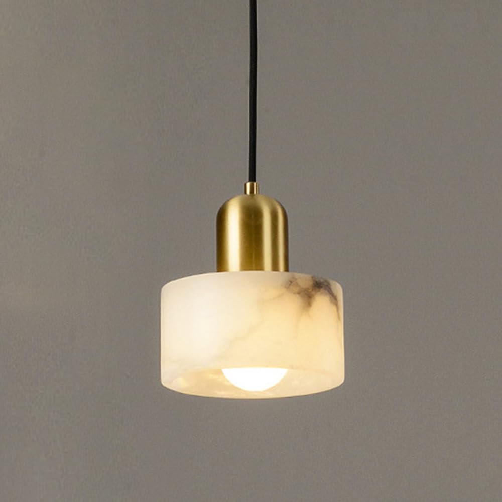 KBUUKYYXouy Alabaster Pendant Lights for Kitchen Island Brass Marble Shade Lighting Fixture Gold Stone Fixtures Adjustable Height Hanging Lamp for Living Room Bedroom Stairs Hallway Cafe