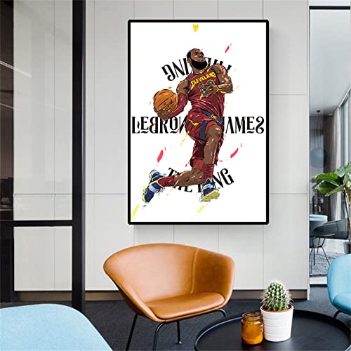 Baloncesto Superestrella PóSter Lebron James Pared Arte ImáGenes Baloncesto Estrellas Deportes Pared Arte Lienzo Pintura ImáGenes Para Vida HabitacióN NiñOs HabitacióN DecoracióN 60x90 Cm Sin Marco Cover