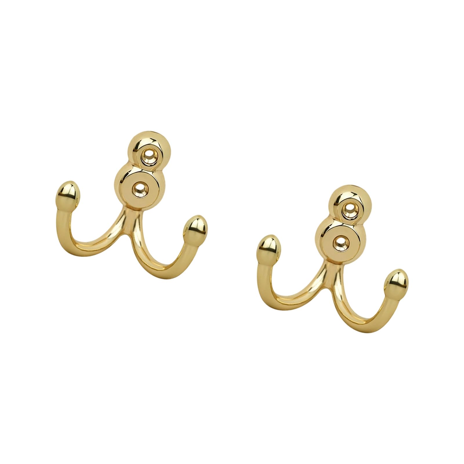 Kaeltsyn Bright Gold Trumpet Of 2 Sturdy Double Hooks For Wardrobe And Closet Zincs Alloy Clothes And Hats Hanger Storage Solution Hanging Hooks