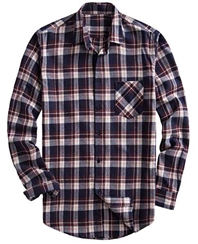 Gdtime Camisa de manga larga escocesa de algodón casual Gezi-02 S