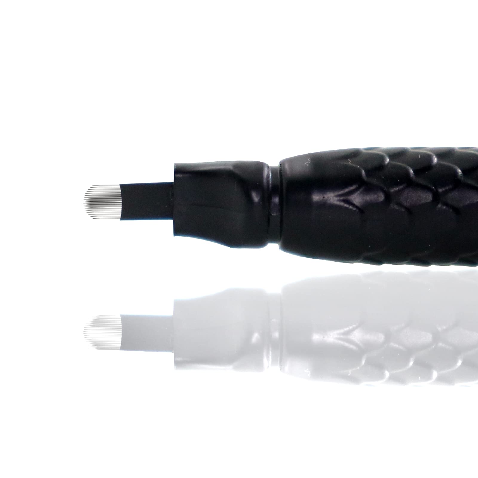 10 Uds Pluma Microblading Desechable Nano18U 0,15mm Agujas Manuales para Tatuaje de Cejas con Aplicador de Pigmento (18U-0.15mm)