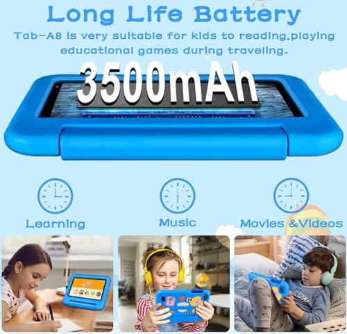 Image of Oangcc 7 Inch Tablet Android 13 Tablets, Wi-Fi 6, BT 5.0, 7GB RAM+ 64GB ROM (TF 2TB) | 3500mAh | 1024 x 600 Pixels | EVA Proof Case (Blue)