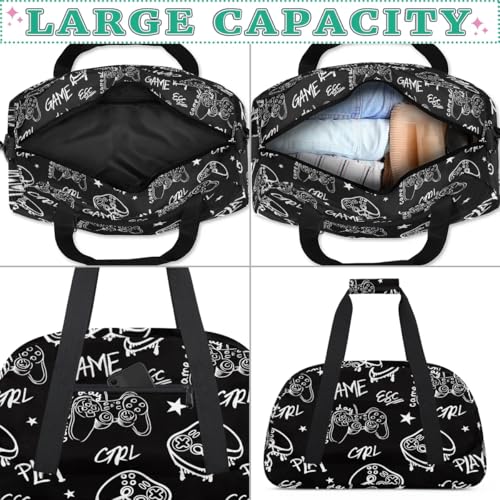 Kids Overnighter Duffel Bags for Boys Girls, Gamer Gamepad Carry-On Size Sports Gym Bag for School Practice or Overnight Travel Weekender Sleepover Workout Tote Bag 5