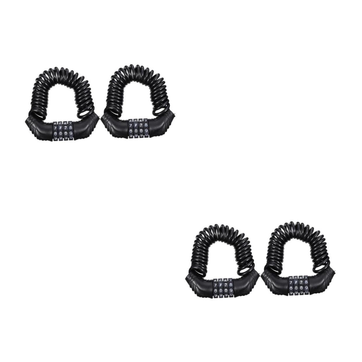 Mikikit 2sets Durable Steel Wire Motorcycle Cable Lock Weatherproof Resistance 4- Password 2pcs*2