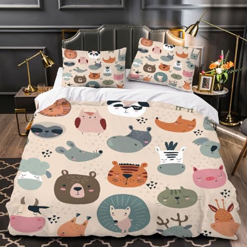 Housse de Couette 220x240 Fermeture Éclair anti-glissement 3 Pièces