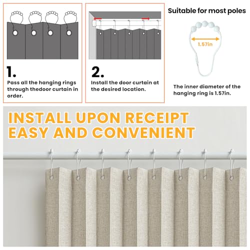 Image of AJAZZ Blackout Door Curtain Accordion Door Closet Curtain Invisible Applicable Bedroom Room Living Room Doorway (Cream White 72 inch W x 78 inch L) 1 Panel