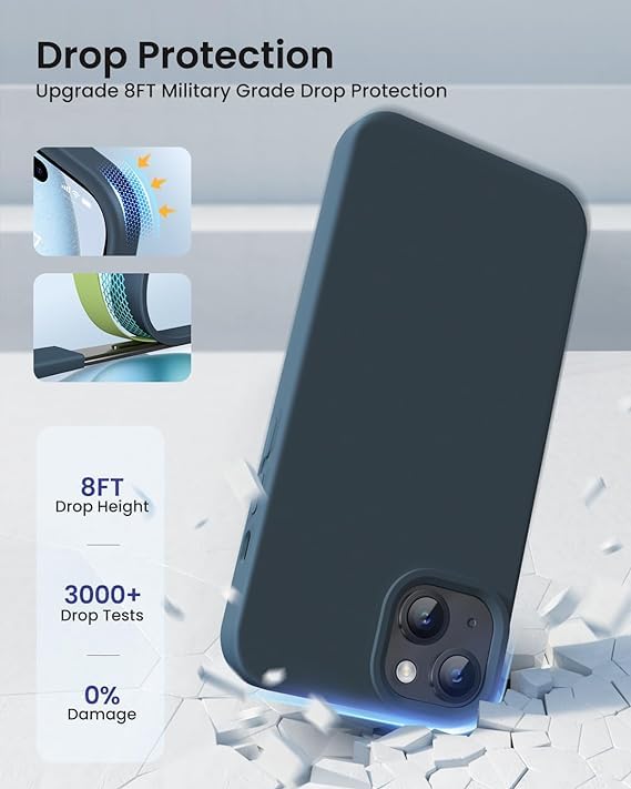 Image of MIDOS Back Cover Compatible with iPhone 15 Case Liquid Silicone Full Protection Shock Proof Back Cover for iPhone 15 (Blue)