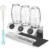 bierflaschenhalter für garten ✅【KOMPATIBILITÄT & LIEFERUMFANG】Geeignet für Glaskaraffe und Sprudlerflasche , die aus SodaStream Crystal, Easy, Power, Emil usw. Paket Inhalt: 1*Flaschenhalter,1*Abtropfwanne, 1*Reinigungsbürste,6*Silikonringen.Die Silikonabtropfmatte und die Reinigungsbürste ist einfach zu säubern.Schön und großzügig, neueste Stil.