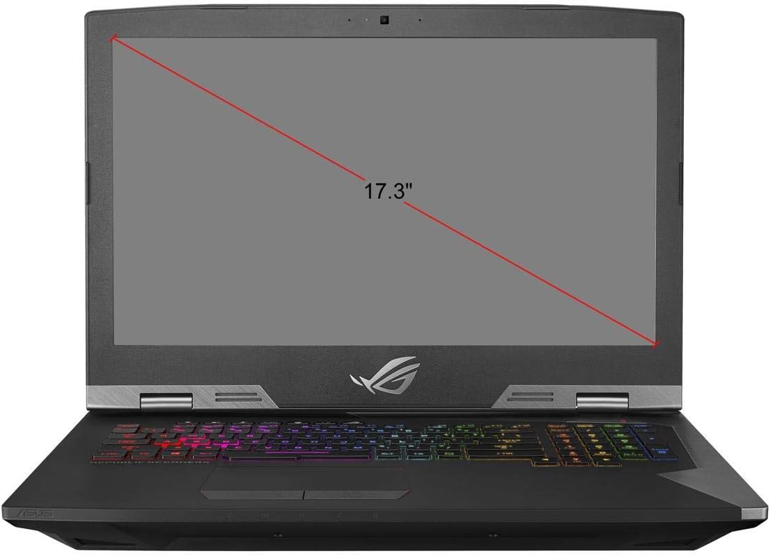 Diagram showing 17.3 inch screen size of ASUS ROG G703GX-XS71