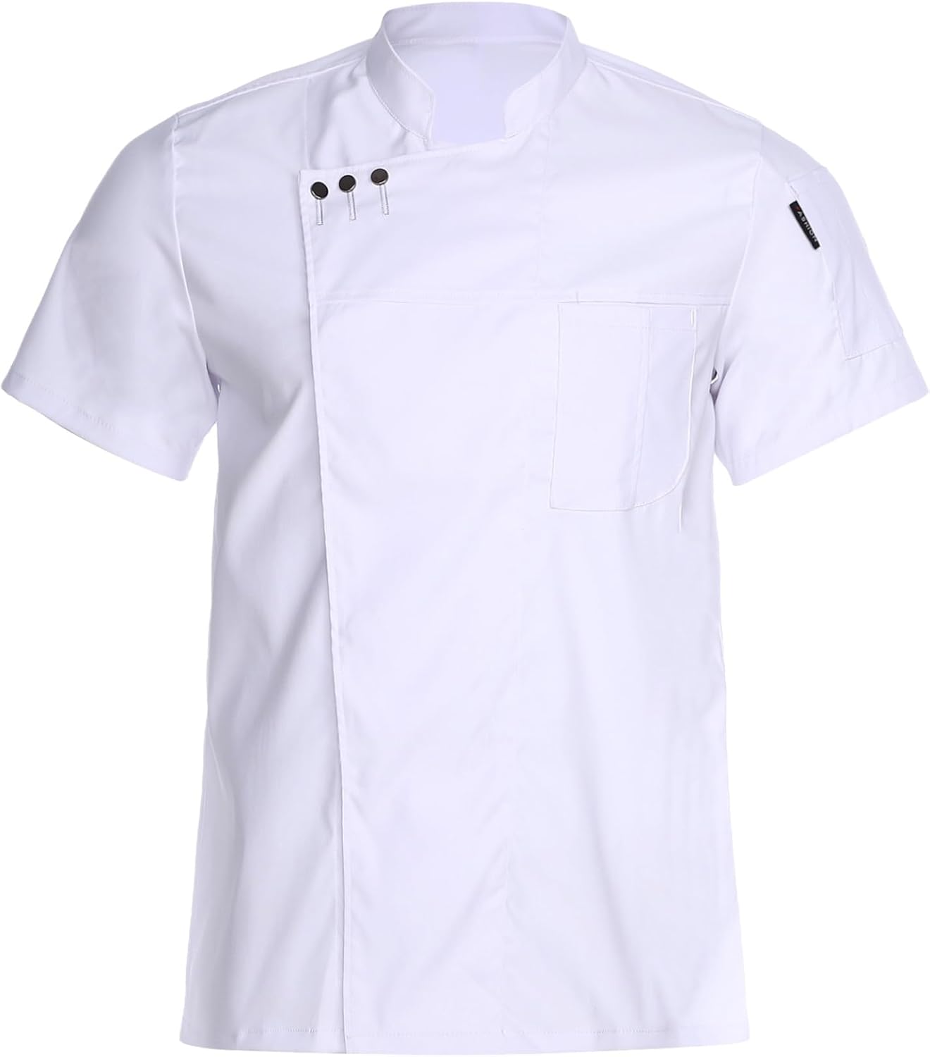 Men's Chef Jacket Short Sleeve Press Button Chef Coat for Restaurant Hotel Cafe Bakery