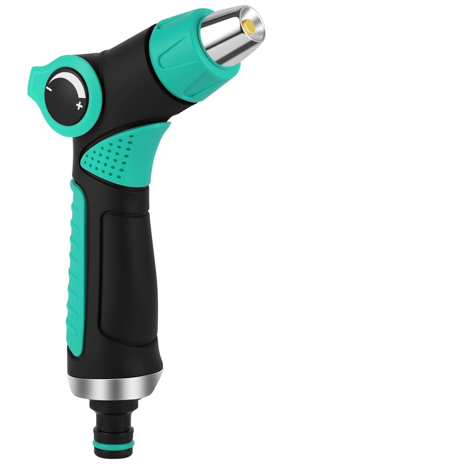 ANOMM Garden Hose Pipe Spray Gun, High Pressure Outdoor Water Hose Nozzle with 3 Spray Patterns, Heavy Duty Metal Hose Sprayer Nozzle Thumb Control for Watering Plants, Car Washing