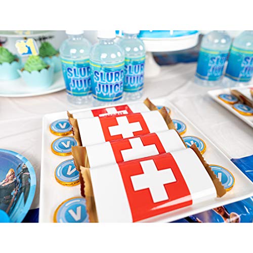 DMIGHT Mega Birthday Party Decorations,Video Game Party Supplies,172pcs Gaming Theme party favors, include Flatware Set,Plates,Table Cover, Cake Toppers, Balloons, Button Pins, Chocolate Stickers and Bottle Labels - Thumbnail 7