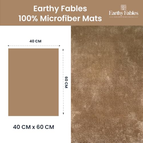 Image of Earthy Fables Plush Microfiber Bath Mat, Quick Dry, Anti-Skid, Water Absorbent, Non-Slip, Machine Washable Floor Rug, Shower Mat, Door Mat for Bathroom, Bedroom, 60 x 40 cm - Beige