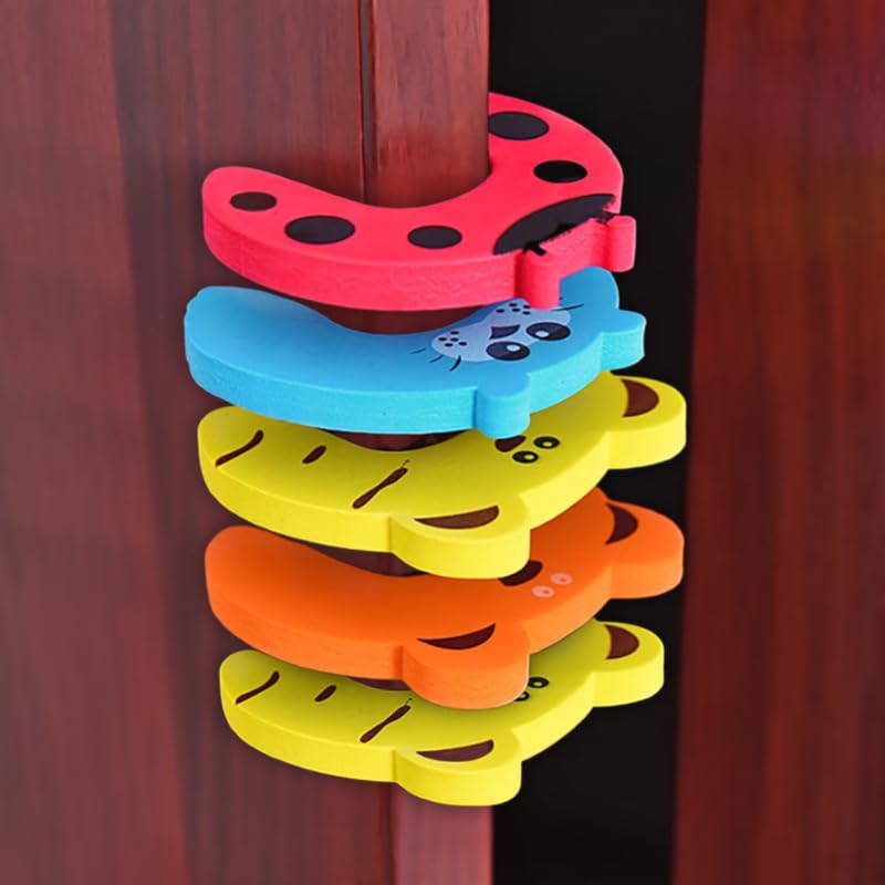 Royalkart Door Pinch Guard for Baby Safety | Soft Foam Door Slam Stopper | Prevents Finger Pinch Injuries & Accidental Lock-in | Child & Pet Safety | Cartoon Animal Design (Pack of 5)-image-17