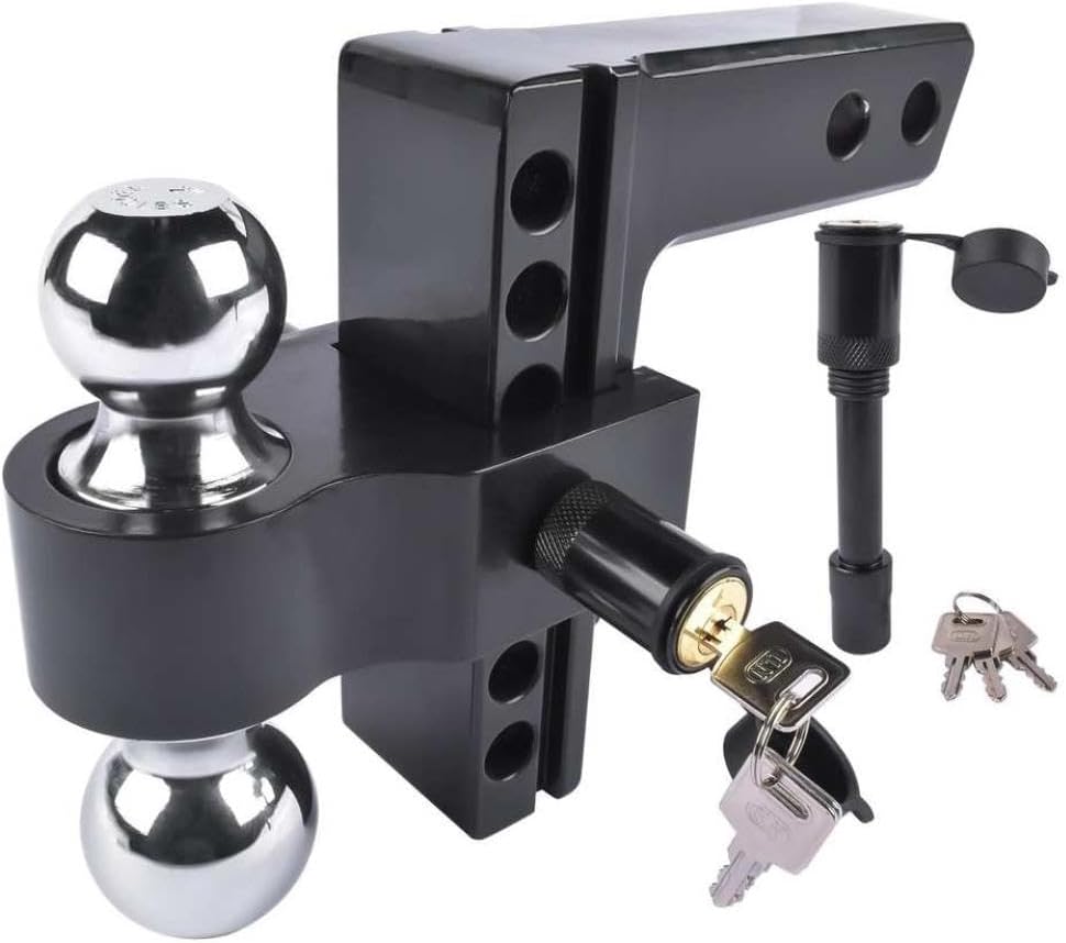 Black Adjustable Trailer Hitch Fits 2 Inch Receiver 6 Inch Drop Rise Aluminum Drop Hitch 12500 LBS for Heavy Trucks