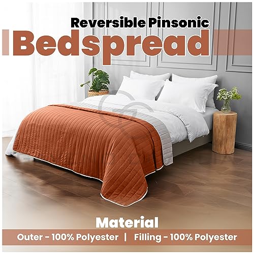 GC GAVENO CAVAILIA Reversible Pinsonic Bedspread Double Size Coverlet Comforter, Geometric Quilted Throw Blanket (150 x 200cm) Polyester - All Season (Rust/Grey) - Cosy Home Interiors GC GAVENO CAVAILIA Reversible Pinsonic Bedspread Double Size Coverlet Comforter, Geometric Quilted Throw Blanket (150 x 200cm) Polyester - All Season (Rust/Grey) - Image 4