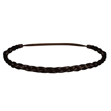 Mia Thin Braidie, Hair Accessory Headband Made of Synthetic Braided Hair on Elastic Rubberband, Classic, Pretty, Dark Brown, For Women and Girls 1pc