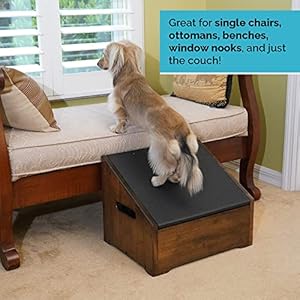 Step ramp for dogs solid hardwood with 3 finish options combination ramp step with storage cubby to save space for dogs who could use a helping step up made in north america  urban country home decor