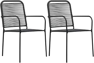 vidaXL 2X Sillas de Jardín Asientos de Patio Exterior Comodidad y Relajación al Aire Libre Fácil de Montar Cuerda de Algodón y Acero Negro