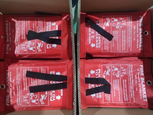 Emergency Fire Blanket - 12 Pack - Fire Suppression Blanket, 40” x 40”, Pure Fiberglass Fire Blanket